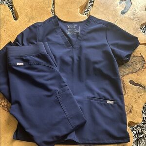 Figs Navy Blue Scrub Set